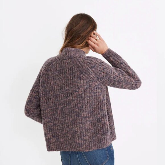 Madewell Pointelle Mock neck Pullover Sweater Heather Eggplant- - Picture 3 of 10